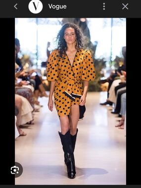 Johanna Ortiz Mustard Yellow Polka Dot Mini Dress